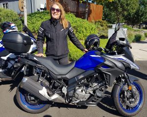 Merran on her V-Strom 650, first ride with the club